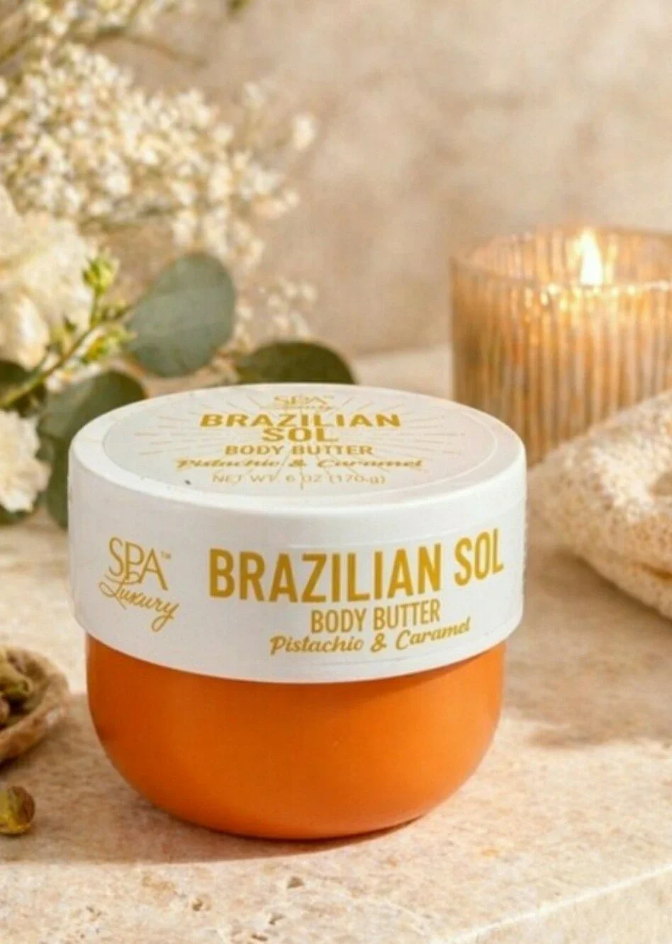 BRAZILIAN SOL BODY BUTTER, PISTACHIO & CARAMEL, 6 oz (170g) BRAND NEW